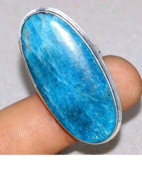 Blue Apatite Gemstone Jewelry 925 Sterling Silver Handmade Ring
